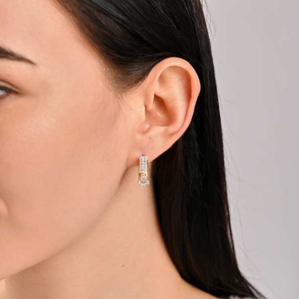 Серебряные серьги со вставками из золота (035с)