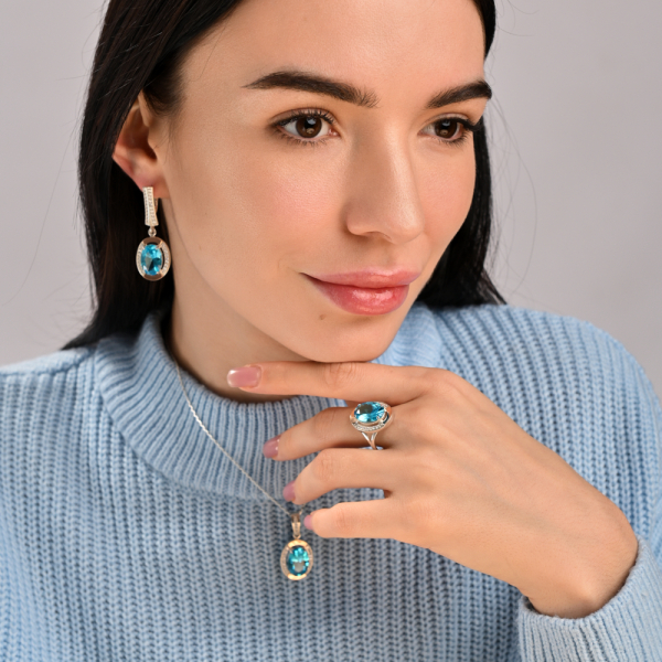 Серебряные серьги со вставками из золота (037с)