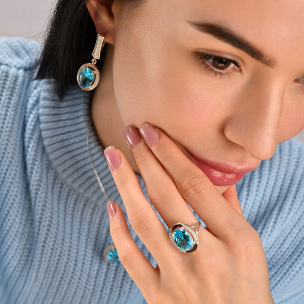 Серебряный комплект с золотыми пластинами (037)