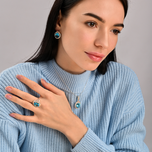 Серебряные серьги с золотыми вставками (037.2с)