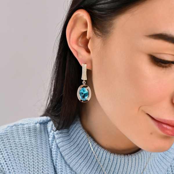 Серебряные серьги со вставками из золота (037с)