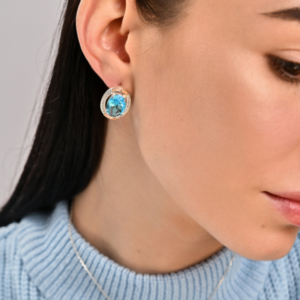 Серебряные серьги с золотыми вставками (037.2с)