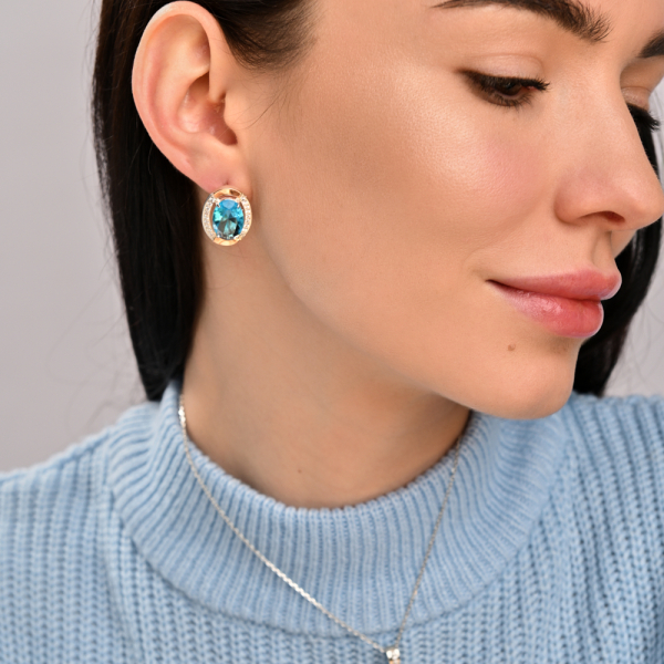 Серебряные серьги с золотыми вставками (037.2с)