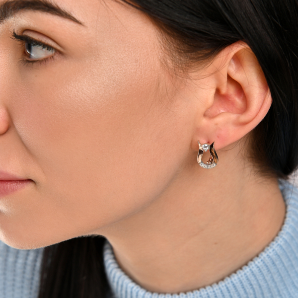 Серебряные серьги  с пластинами из золота (039с)