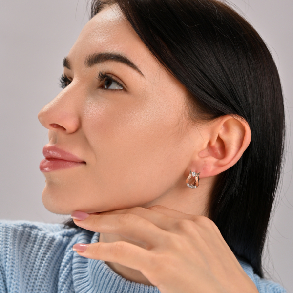 Серебряные серьги  с пластинами из золота (039с)