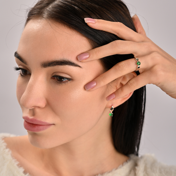 Серебряный набор с пластинами из золота (044)