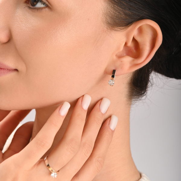 Серебряные серьги  с пластинами из золота (045с)