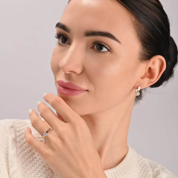 Серебряные серьги  с пластинами из золота (045с)