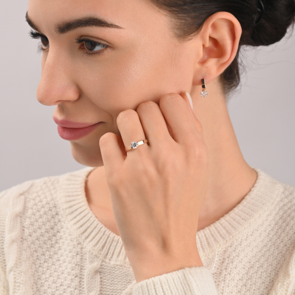 Серебряное кольцо с золотыми напайками (045к)