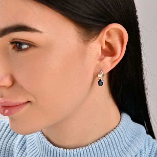 Серебряные серьги с золотыми вставками (047с)