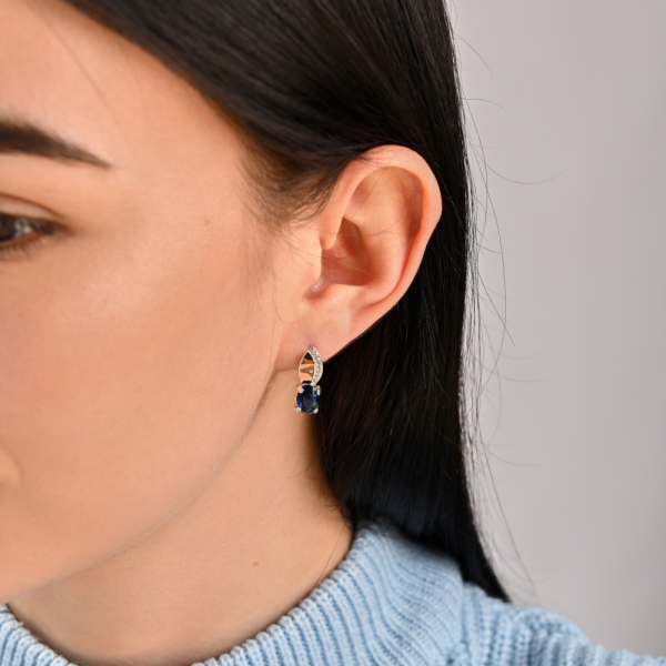 Серебряные серьги с золотыми вставками (047с)