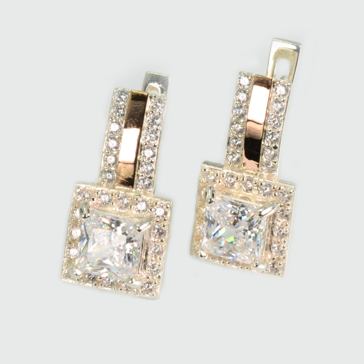 Серебряные серьги с напайками из золота (048с)