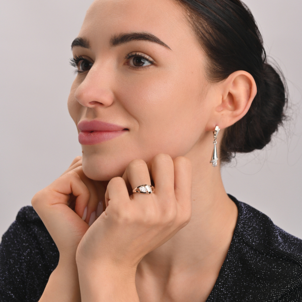 Серебряные серьги с золотыми напайками (050с)