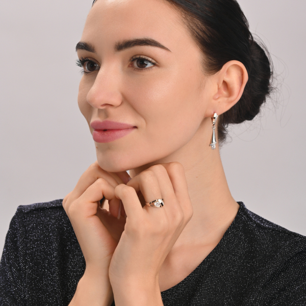 Серебряный комплект с золотыми накладками (050)