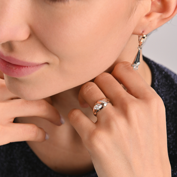 Серебряные серьги с золотыми напайками (050с)