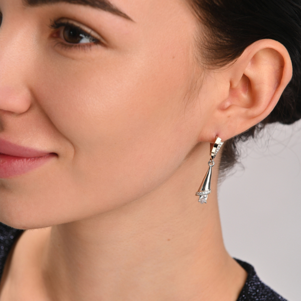 Серебряные серьги с золотыми напайками (050с)