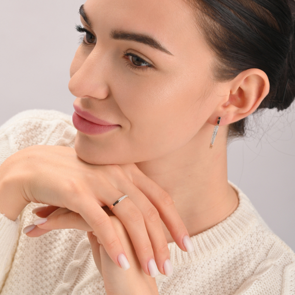 Серебряный набор с пластинами из золота (052)