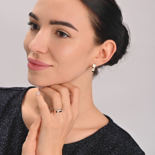 Серебряные серьги с золотыми пластинами (053с)