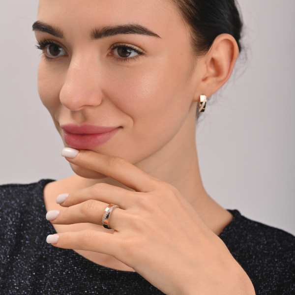 Серебряный комплект с золотыми вставками (053)