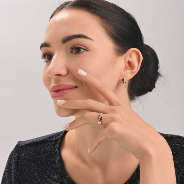 Серебряный комплект с золотыми вставками (053)