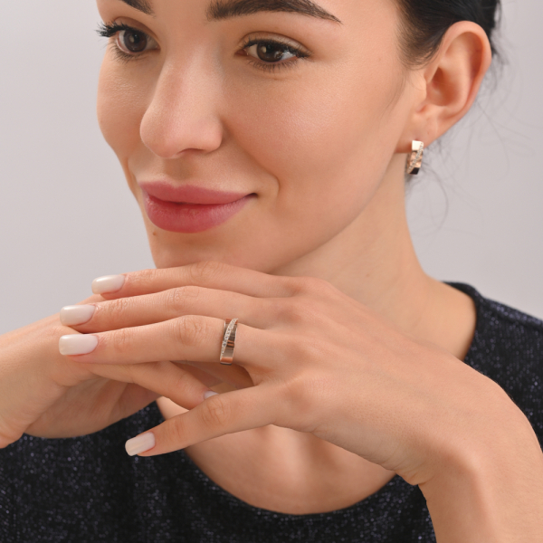 Серебряное кольцо  с пластинами из золота (053к)