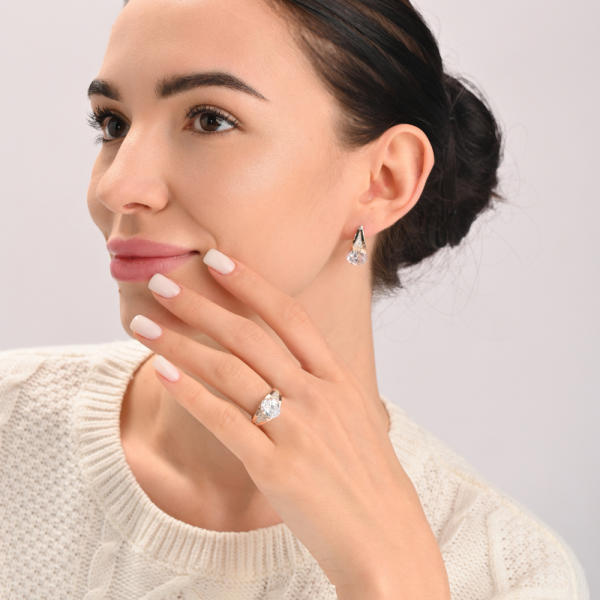 Серебряные серьги  с пластинами из золота (054с)