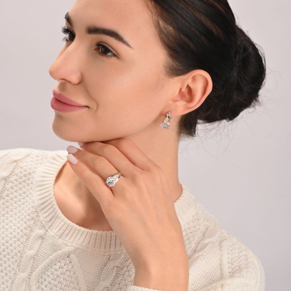 Серебряные серьги  с пластинами из золота (054с)