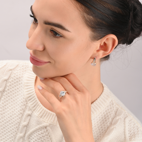 Серебряный набор со вставками из золота (054)