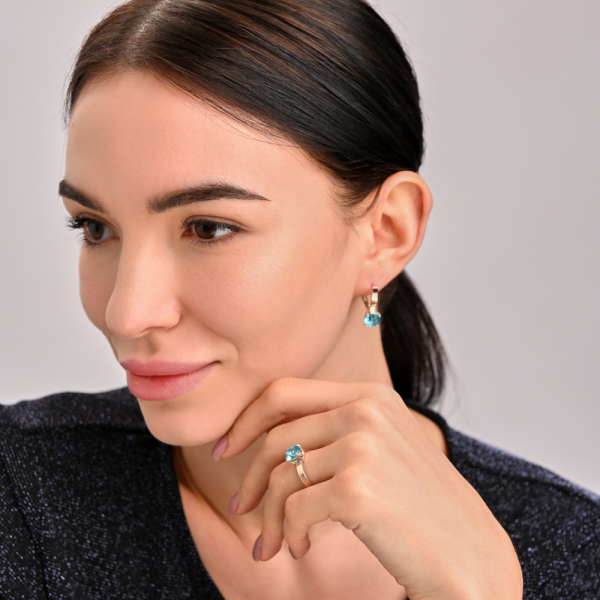 Серебряный гарнитур с золотыми вставками (055)