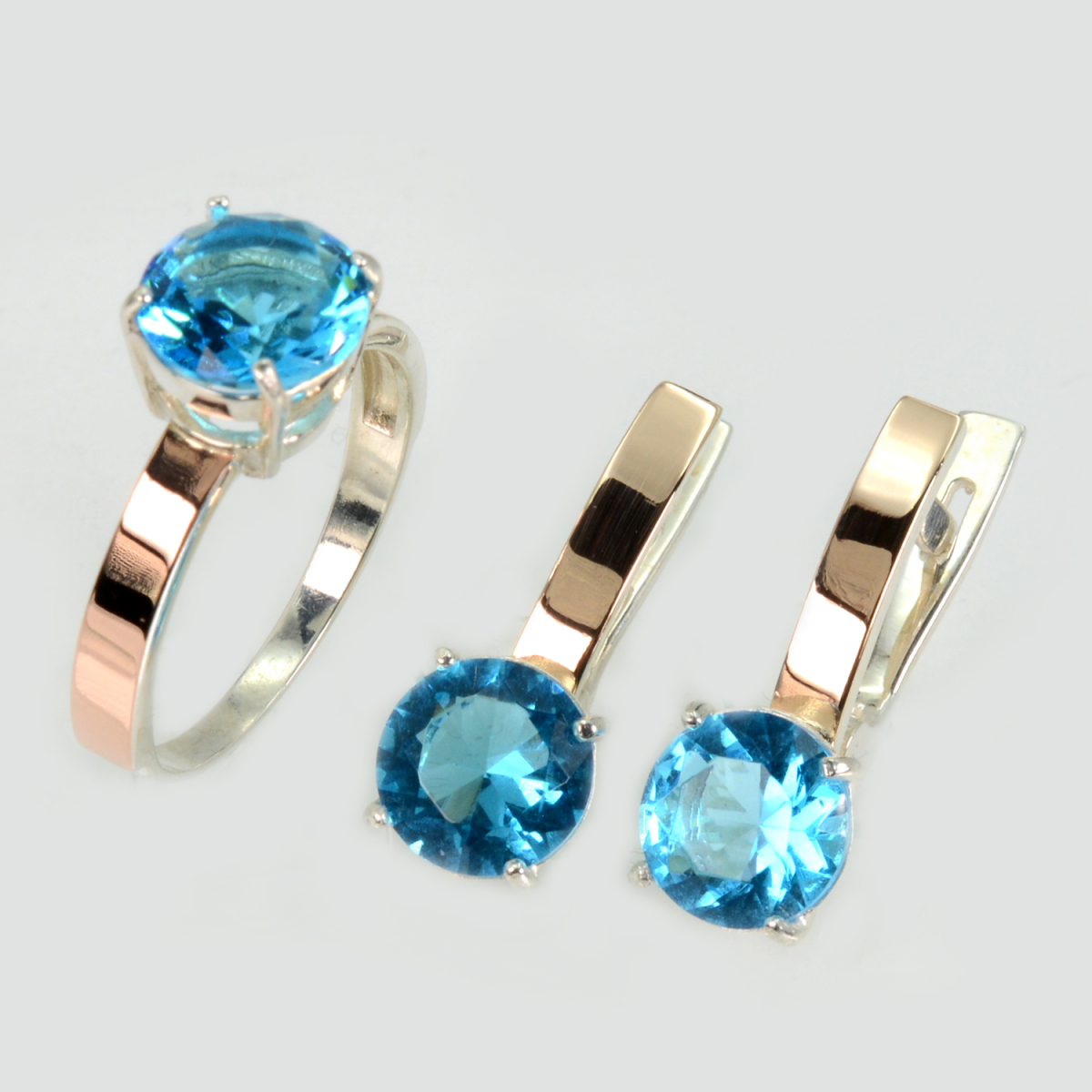 Серебряный гарнитур с золотыми вставками (055)