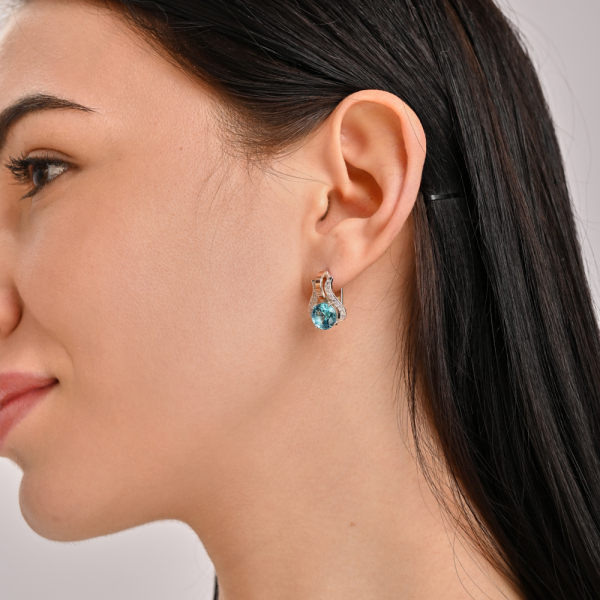 Серебряные серьги с  накладками из золота (056с)