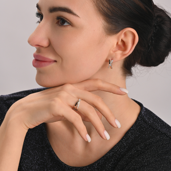 Серебряный гарнитур с напайками из золота (057)