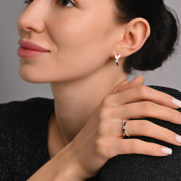 Серебряный гарнитур с напайками из золота (057)