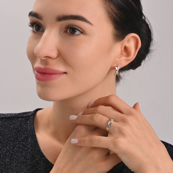 Серебряные серьги с золотыми пластинами (057с)