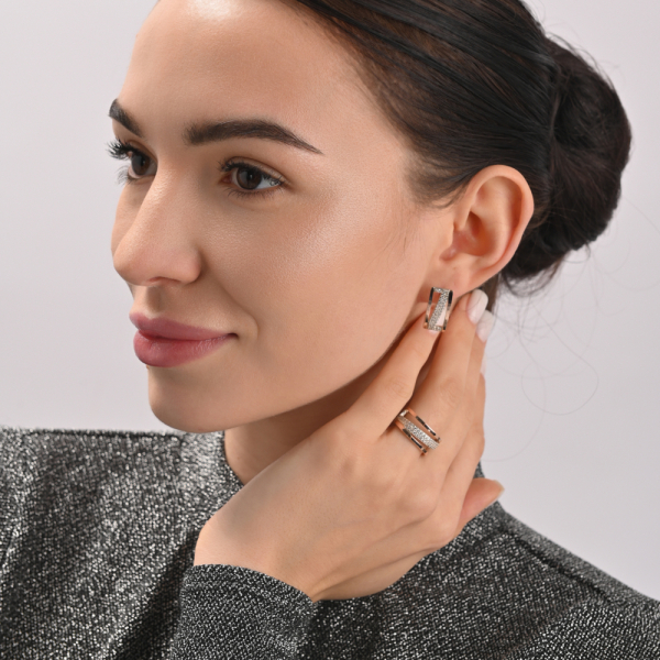 Серьги из серебра 925 пробы и золота 375 пробы (059с)