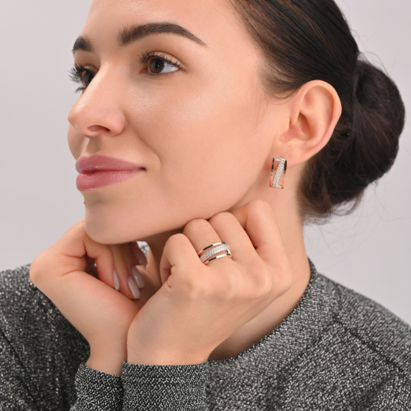 Серьги из серебра 925 пробы и золота 375 пробы (059с)