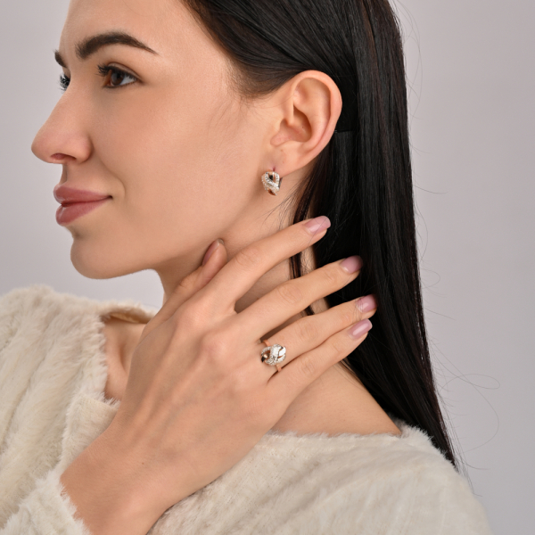 Серебряные сережки со вставками из золота (060с)