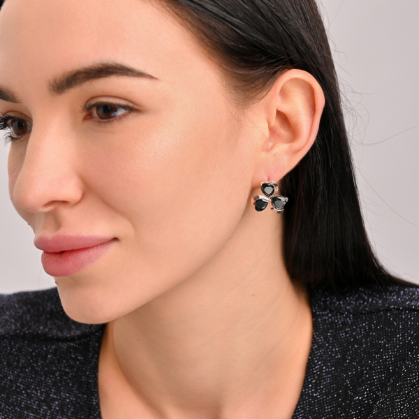 Серебряные серьги с золотыми напайками (061с)