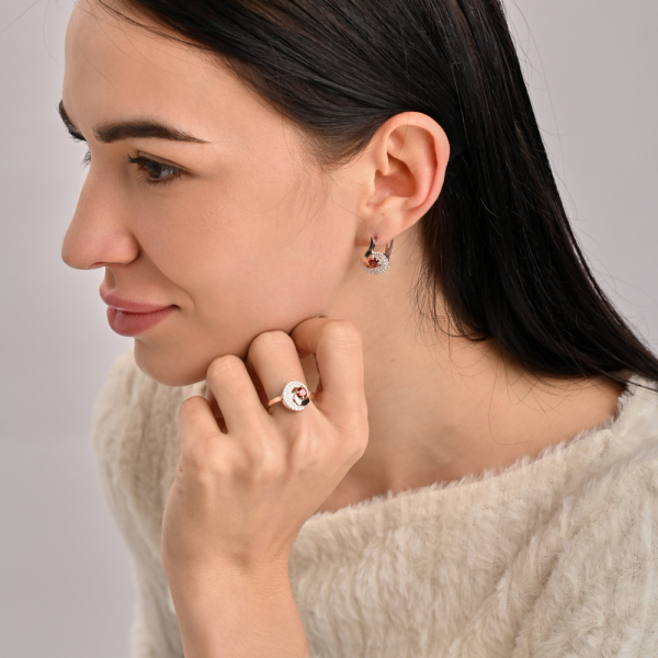 Серебряные серьги со вставками из золота (064с)