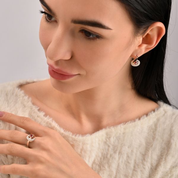 Серебряные серьги со вставками из золота (064с)