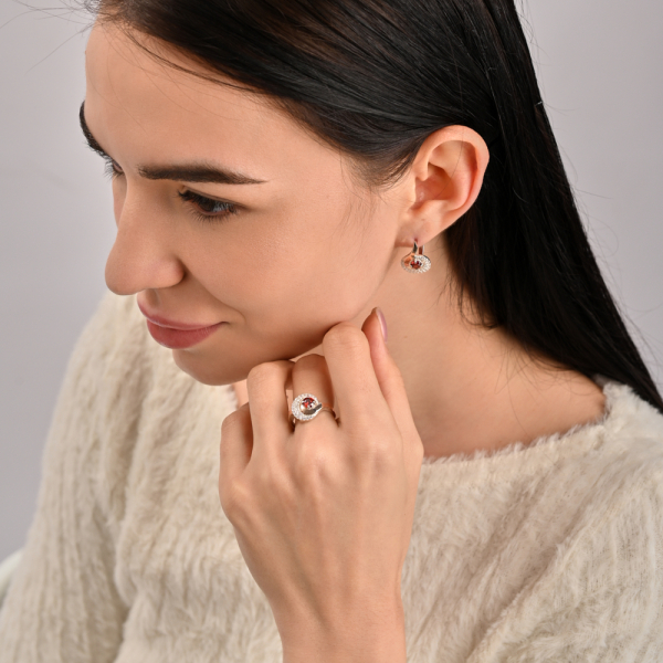 Серебряный набор с золотыми накладками (064)