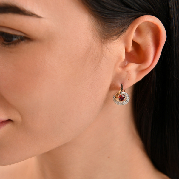 Серебряные серьги со вставками из золота (064с)