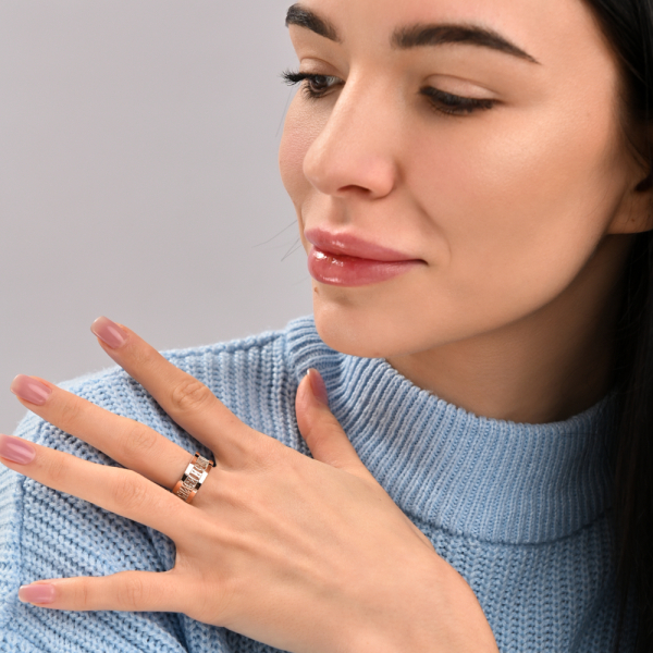 Серебряное кольцо  с пластинами из золота (065к)