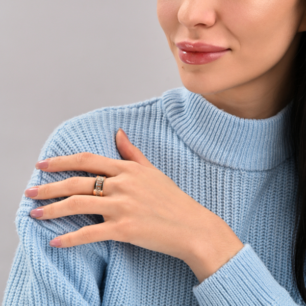 Серебряное кольцо  с пластинами из золота (065к)