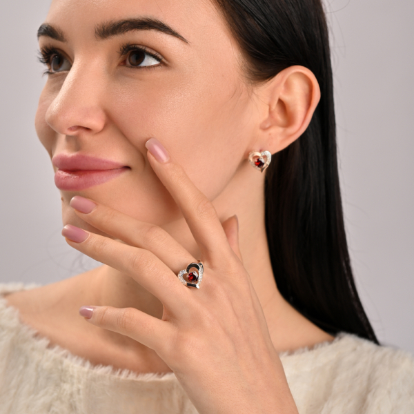 Серебряные серьги со вставками из золота (066с)