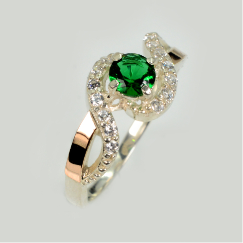 Серебряное кольцо с золотыми напайками