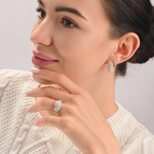 Серебряные серьги с золотыми накладками (068с)