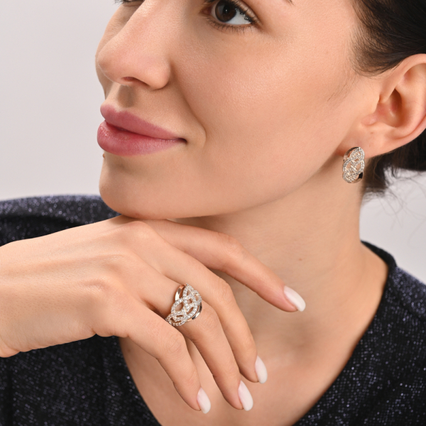 Серебряный комплект с напайками из золота (069)