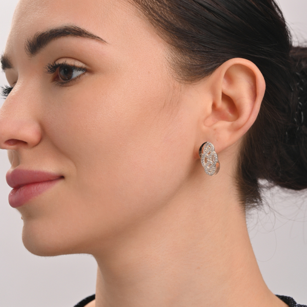 Серебряные серьги с напайками из золота (069с)