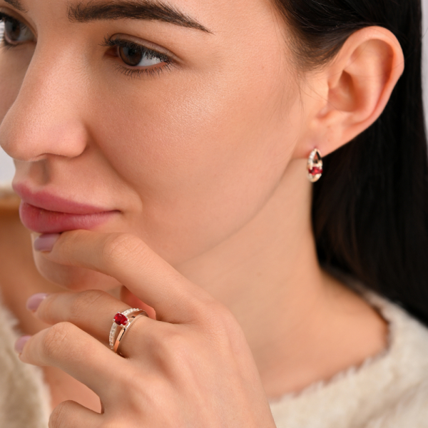 Серебряный гарнитур с накладками из золота (070)